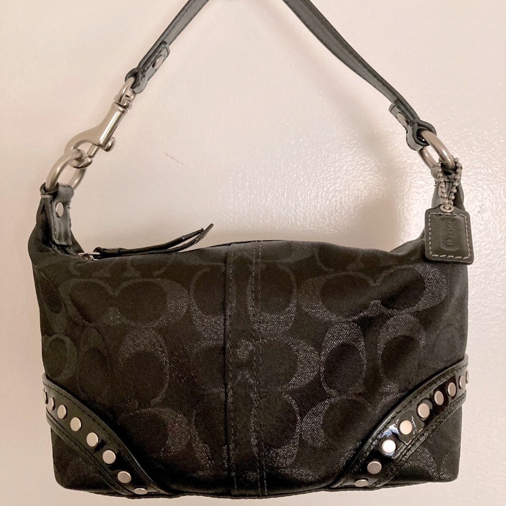 Black Coach Shoulder Bag, Signature Collection